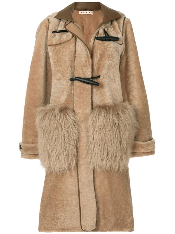 Marni Shearling Duffle Coat - Brown