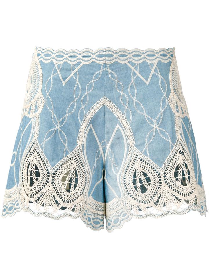 Jonathan Simkhai - Crochet Embroidered Shorts - Women - Cotton - Xs, Blue, Cotton