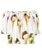 Dolce & Gabbana - Top With Ice Cream Print - Women - Cotton - 44, Women's, White, Cotton