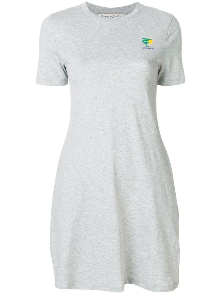 Être Cécile Logo Print T-shirt Dress - Grey