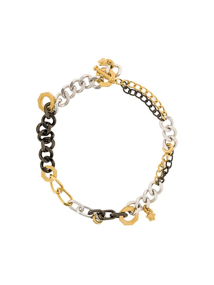 Versace Nut Detail Multi Chain Necklace - Black