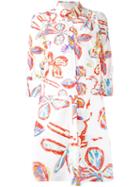 Peter Pilotto - Printed Shirt Dress - Women - Cotton/spandex/elastane - 12, Women's, White, Cotton/spandex/elastane