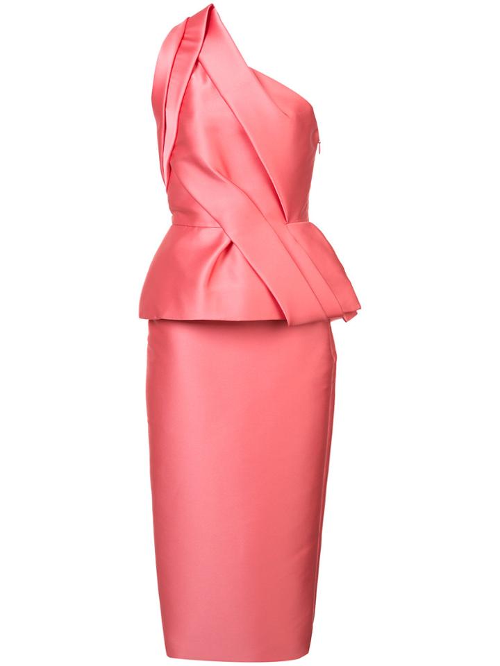 Monique Lhuillier Structured One-shoulder Dress - Pink & Purple