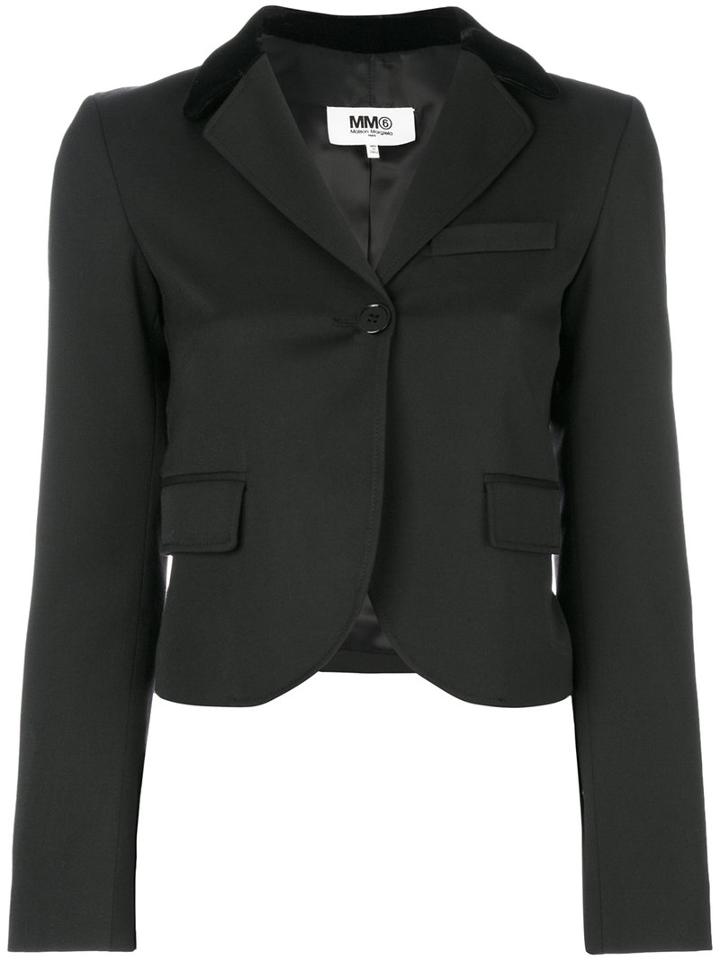 Mm6 Maison Margiela - Cropped Blazer - Women - Polyester/spandex/elastane/viscose/wool - 40, Black, Polyester/spandex/elastane/viscose/wool