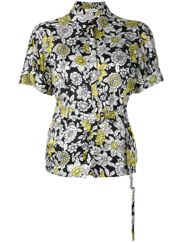Belted Floral Shirt - Women - Cupro/viscose - 38, Black, Cupro/viscose, Christian Wijnants