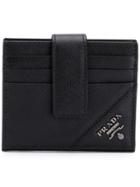 Prada Logo Bi-fold Cardholder Wallet - Black