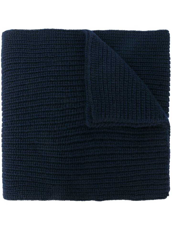 Stone Island Ribbed Knit Scarf - Blue