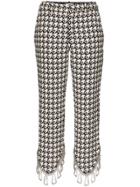 Area Asymmetric Cuff Embellished Houndstooth Trousers - Black