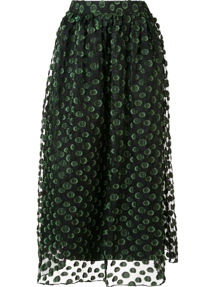 Monique Lhuillier Tulle Dot Detail Skirt, Women's, Size: 6, Black, Silk