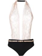 Maison Close 'la Caliere' Draped Thong Body, Women's, Size: Medium, Black, Nylon/polyester/spandex/elastane