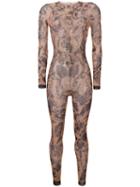 Dsquared2 - Tattoo Print Bodysuit - Women - Polyamide/spandex/elastane - M, Nude/neutrals, Polyamide/spandex/elastane