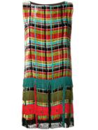 Jean Paul Gaultier Vintage Checked Velvet Fringed Dress - Blue