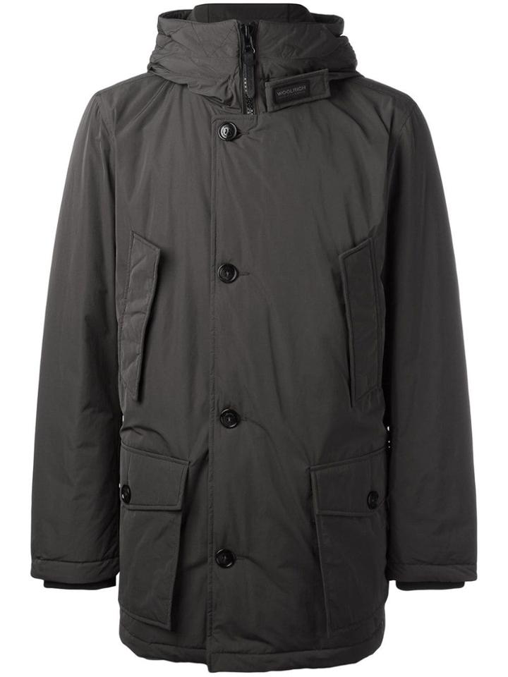 Woolrich Hooded Buttoned Jacket - Brown