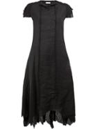 Aganovich Pointy Shortsleeved Dress, Women's, Size: 40, Black, Linen/flax
