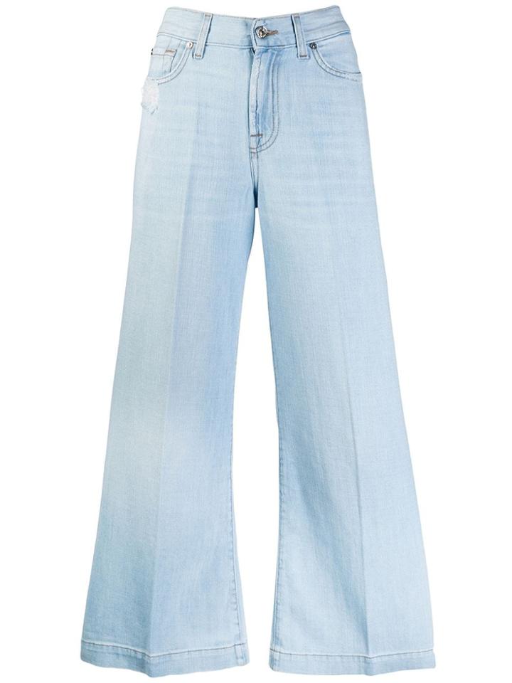 7 For All Mankind Cropped Flared Denim Jeans - Blue