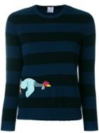 Ultràchic Striped Embroidered Sweater - Black