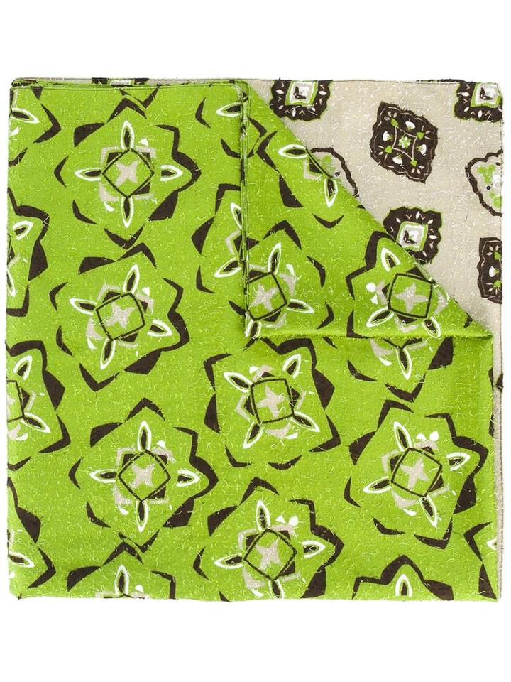 Al Duca D'aosta 1902 Paisley Print Scarf, Men's, Green, Silk/wool