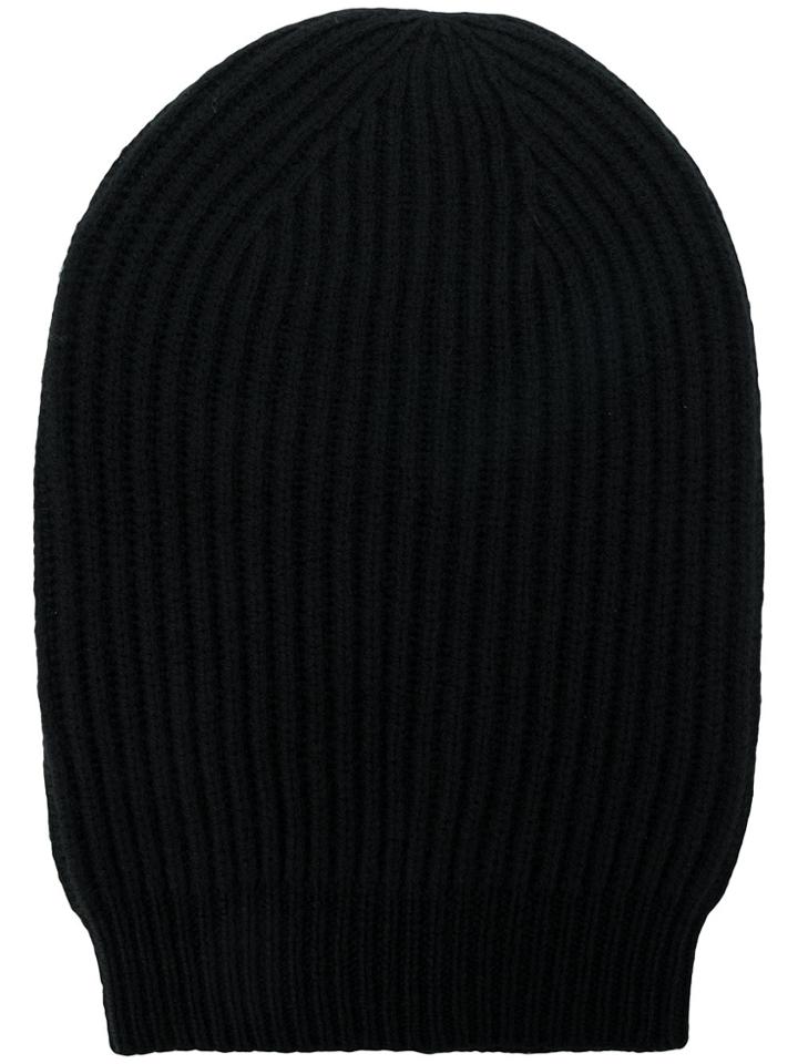 Rick Owens Ribbed Beanie Hat - Black