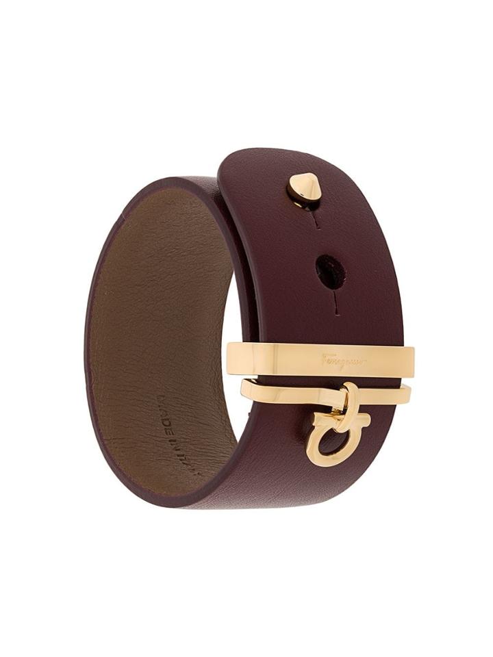 Salvatore Ferragamo Wide Gancio Bracelet - Brown