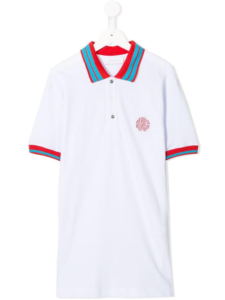 Roberto Cavalli Junior Teen Woven Trim Polo - White