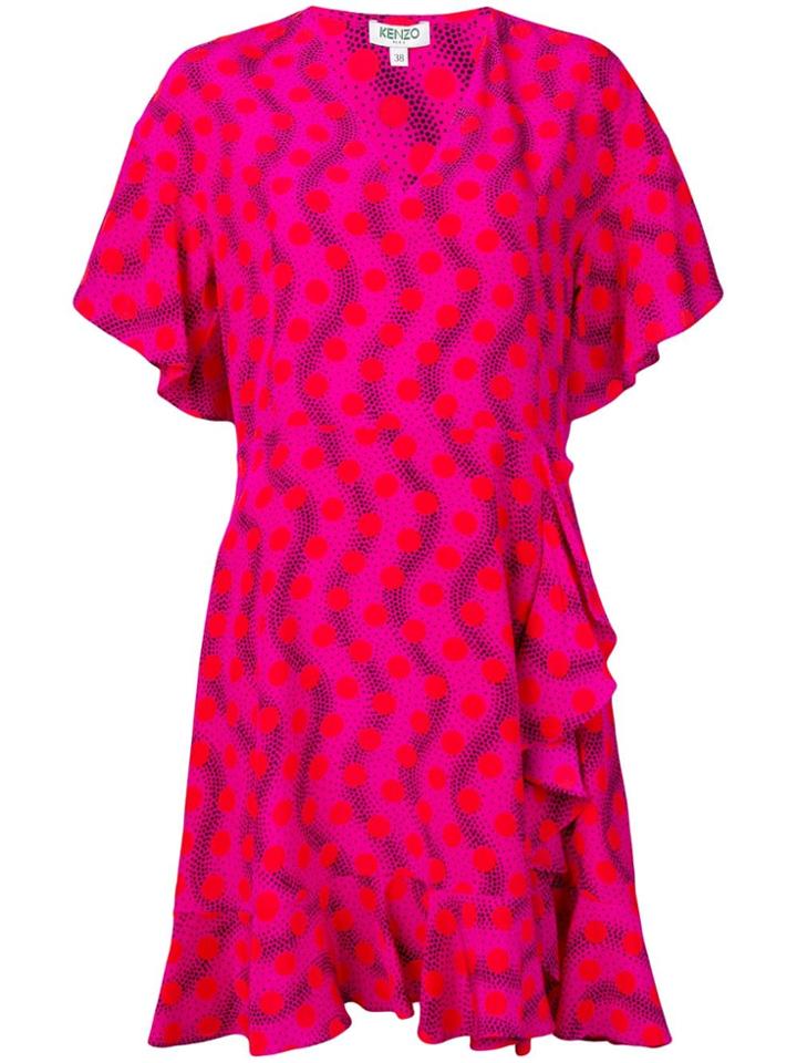 Kenzo Printed Frilled Dress - Pink
