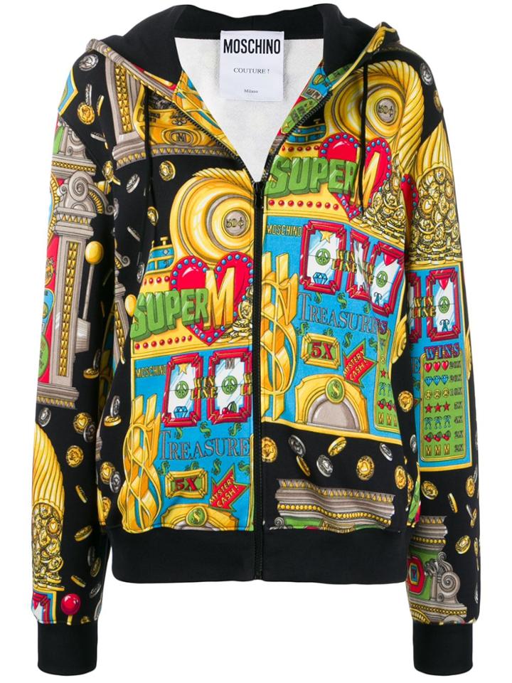 Moschino Slot Machine Zipped Hoodie - Black
