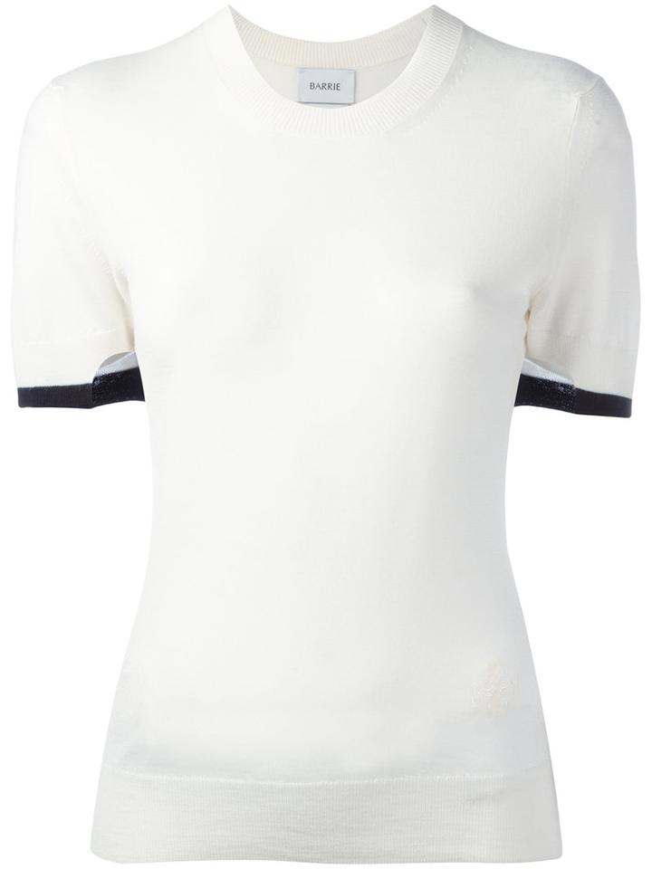 Barrie - Cashmere Contrast Trim T-shirt - Women - Cashmere - L, White, Cashmere