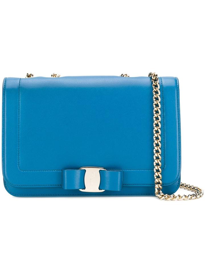 Salvatore Ferragamo Vara Bow Flap Bag - Blue