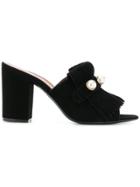Via Roma 15 Pearl Fringed Mules - Black