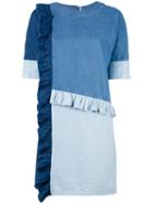 Sjyp - Patchwork Denim Dress - Women - Cotton - Xs, Blue, Cotton