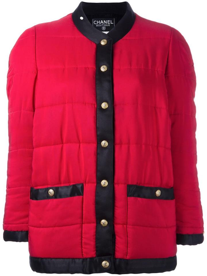 Chanel Vintage Contrast Puffer Jacket - Red