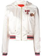 Hilfiger Collection Logo Patch Bomber Jacket, Women's, Size: 10, White, Polyamide/acetate/viscose