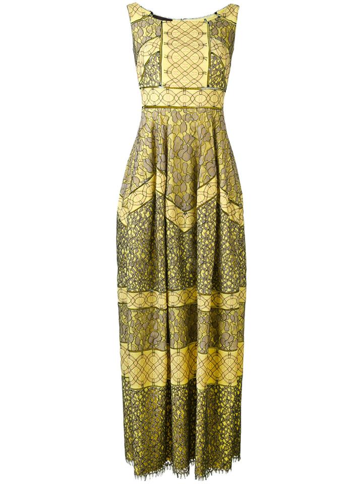 Talbot Runhof Patterned Maxi Shift Dress - Yellow & Orange