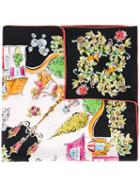 Salvatore Ferragamo - Village Print Scarf - Women - Silk - One Size, Black, Silk