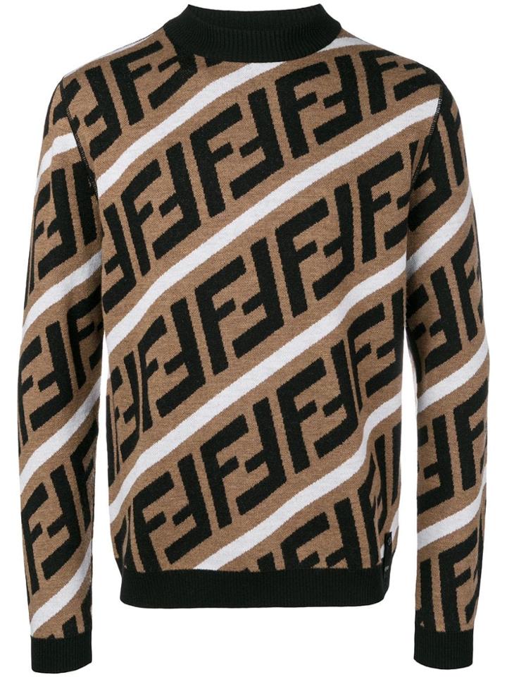 Fendi Diagonal Monogram Sweater - Brown