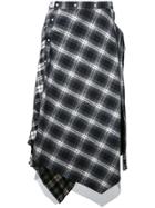 Aula Checked Asymmetric Skirt - Black