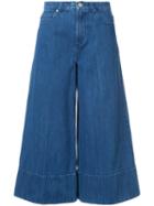 Co - Cropped Wide-legged Jeans - Women - Cotton - 8, Blue, Cotton