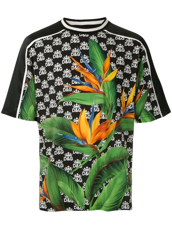 Dolce & Gabbana Bird Of Paradise And Logo T-shirt - Multicolour