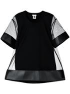 Comme Des Garçons Noir Kei Ninomiya Short-sleeve Sheer Blouse - Black