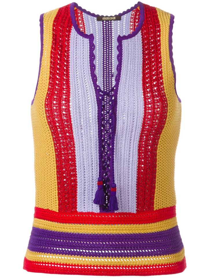 Roberto Cavalli Lace-up Crochet Top, Women's, Size: 40, Cotton/polyester/viscose