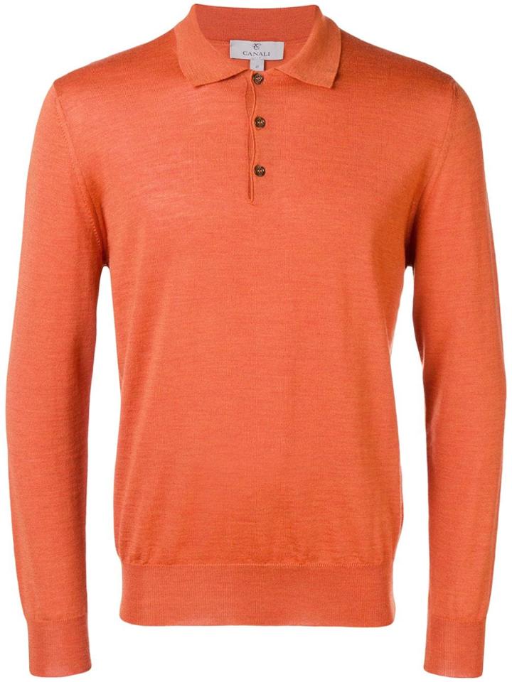 Canali Longsleeved Jersey Polo - Yellow & Orange