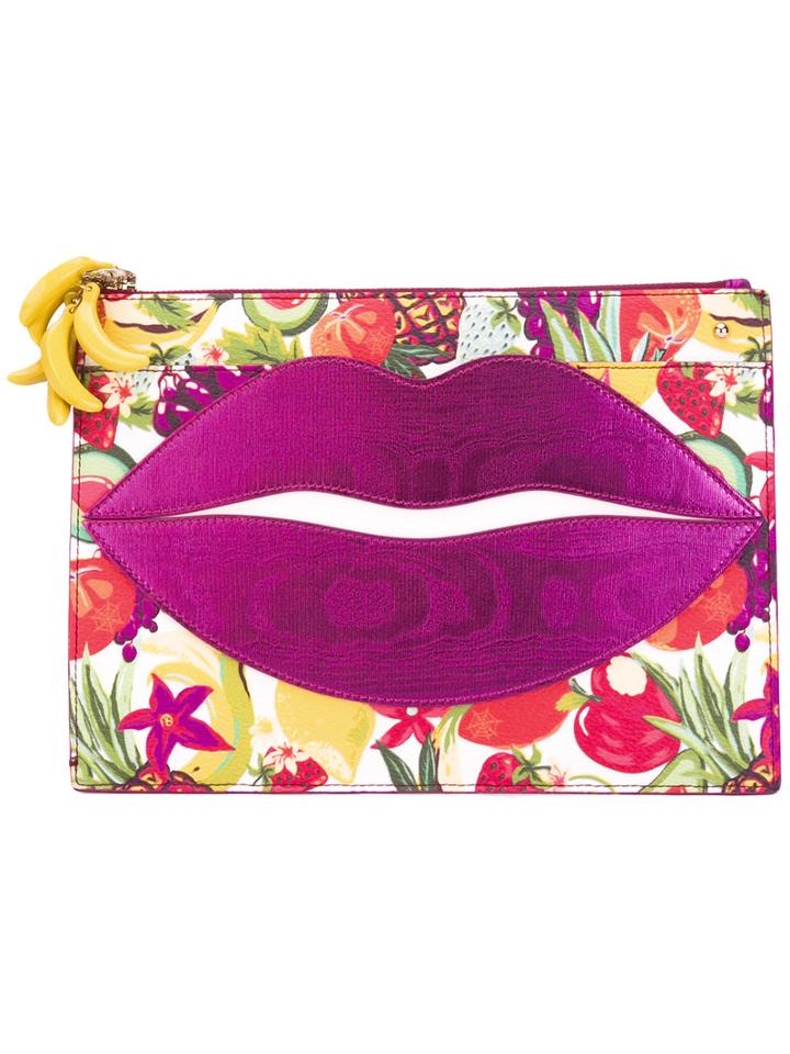 Charlotte Olympia Pouty Fruit Salad Print Clutch, Women's, Leather/pvc