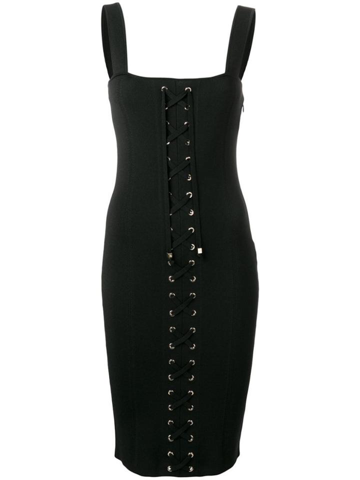 Michael Michael Kors Lace-up Midi Dress - Black