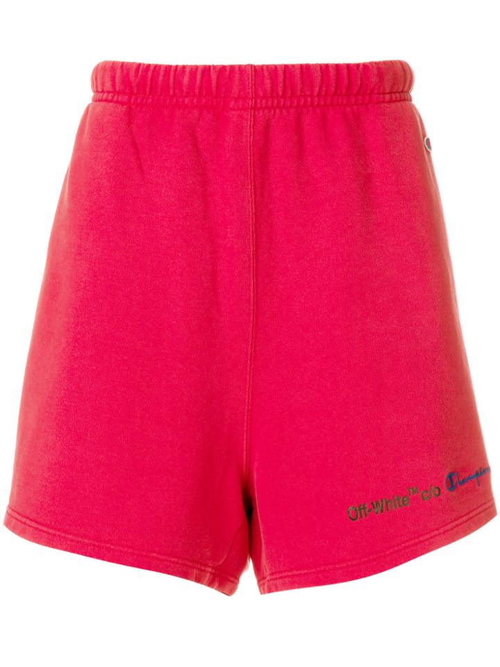 Off-white Logo Track Shorts - Red