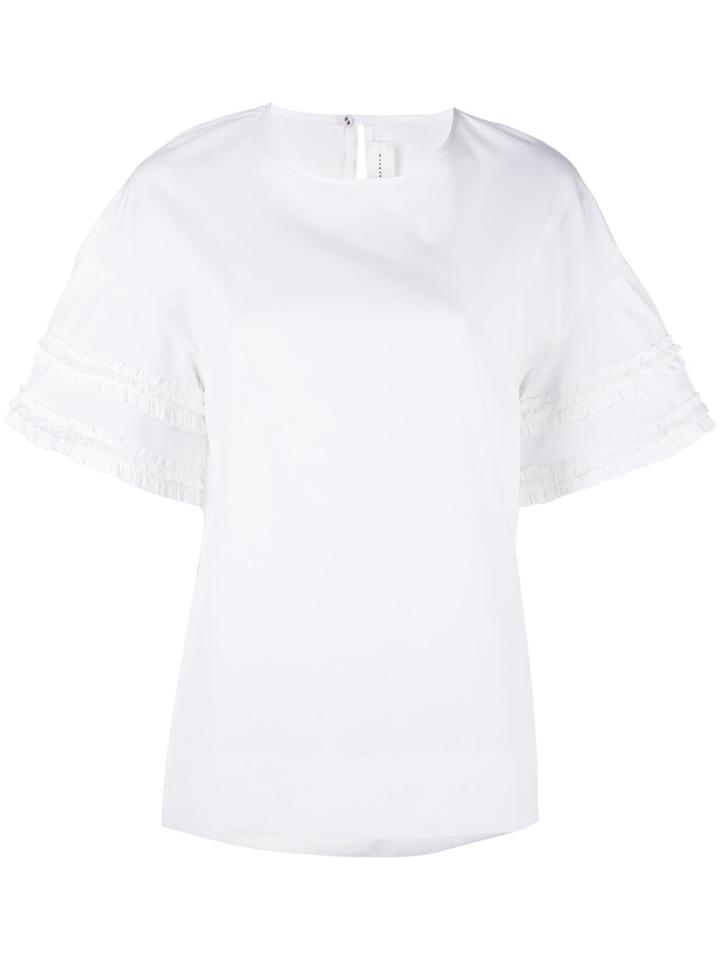 Victoria Victoria Beckham - Ruffle Sleeve T-shirt - Women - Cotton - Xs, Women's, White, Cotton
