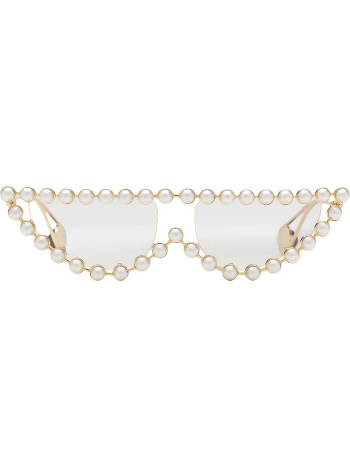 Gucci Eyewear Pearl Embellished Sunglasses - Neutrals