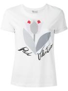 Red Valentino Flower Print T-shirt, Women's, Size: Small, White, Cotton/polyamide