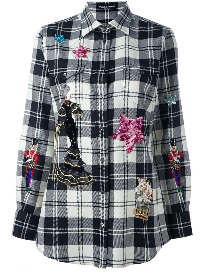 Dolce & Gabbana Embellished Patch Checked Shirt