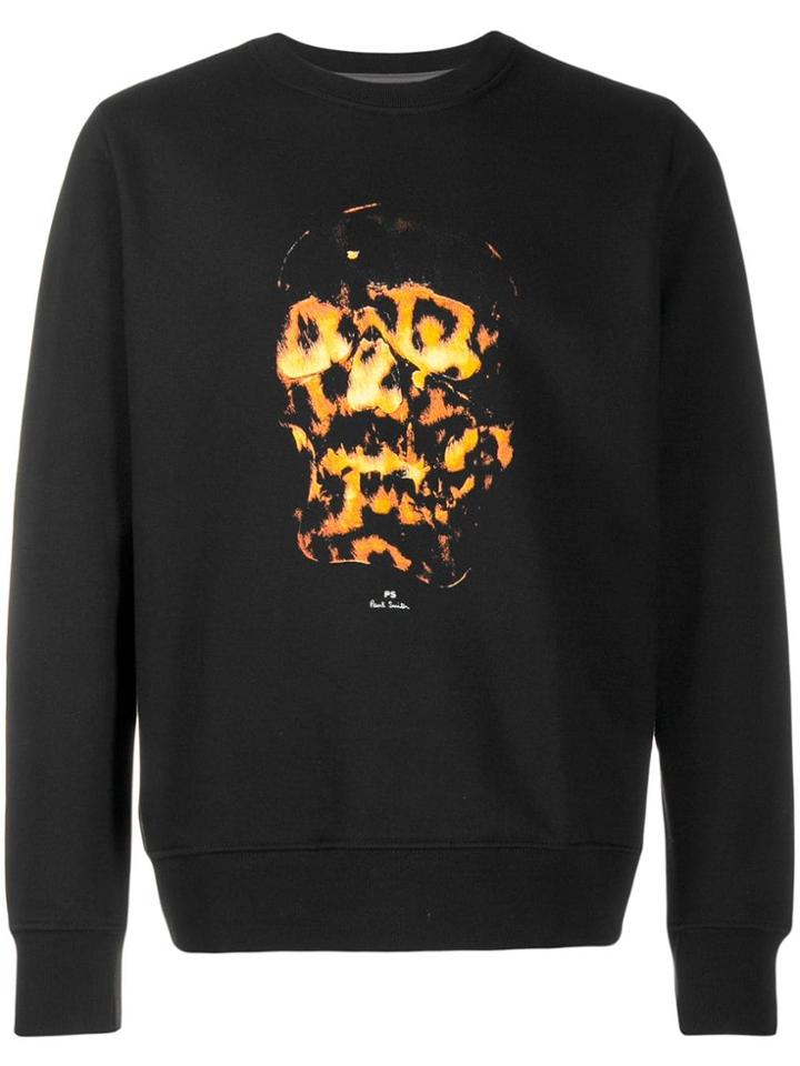 Ps Paul Smith Flaming Skull Print Sweatshirt - Black