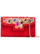 Casadei - Jewelled Shoulder Bag - Women - Chamois Leather/nappa Leather - One Size, Red, Chamois Leather/nappa Leather